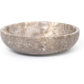 Travertine Decorative Bowl for Entryway Table Silver-Gray Small