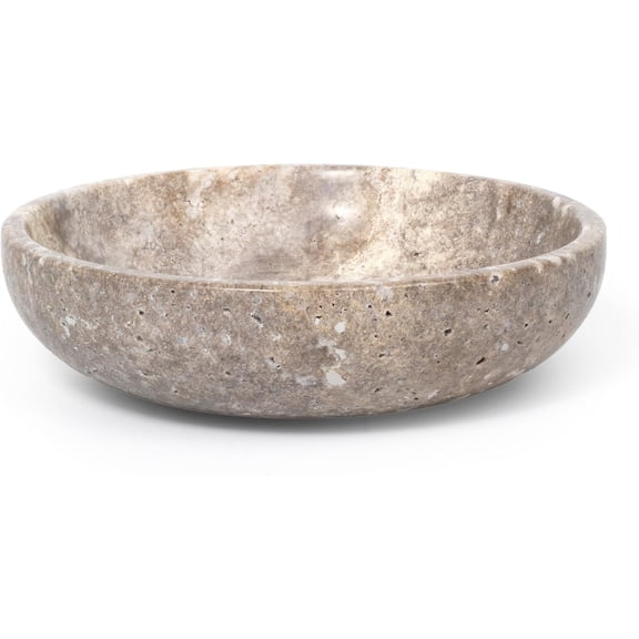 Travertine Decorative Bowl for Entryway Table Silver-Gray Small