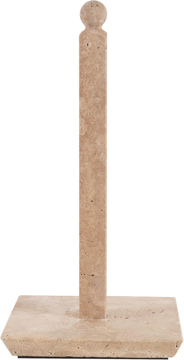 Radicaln Square Paper Towel Holder 12.5" Travertine Marble Paper Towels Organizer for Kitchen Countertop Storage, Kitchen Essentials, Sleek Freestanding Paper Roll Stand for Bathroom Décor