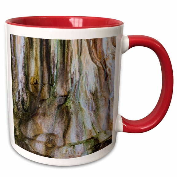 3drose, Travertine Patterns at Cupid Spring in Yellowstone Np, Wyoming, Usa, 11oz Two-tone Red Mug