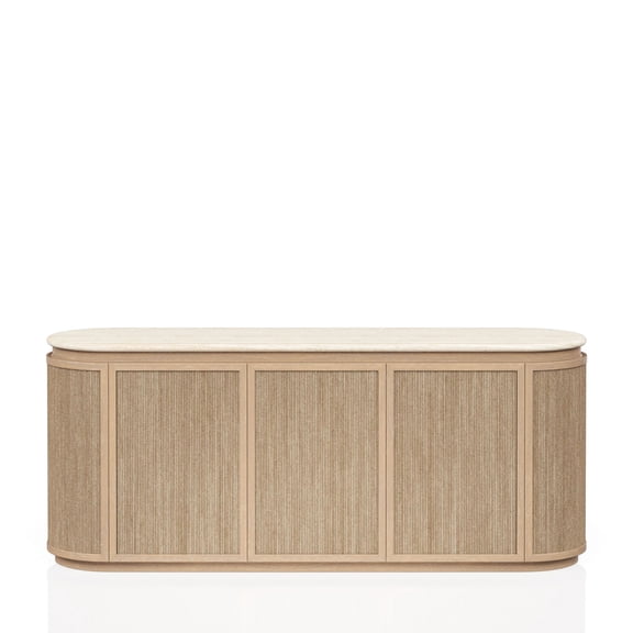 Travertine Stone Top with Rope Front / Power - Ready Server for European - style Rooms