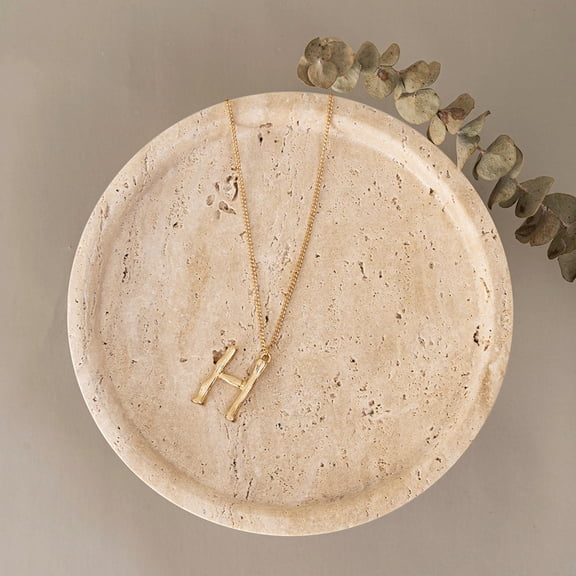 Travertine Trinket Tray Beige 7.9 Inch Round Home Decor