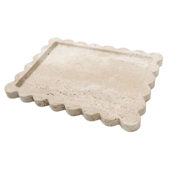 Travertine Vanity Tray 10.8" x 8" x 0.7" Bathroom Dresser Countertop Organizer