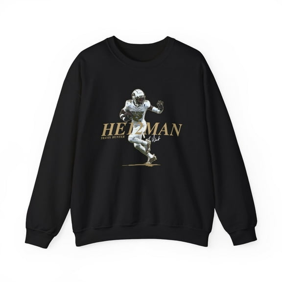 Travis Hunter #12 Football Cartoon Unisex Heavy Crewneck Sweatshirt-KFTH001-S18-Black-S