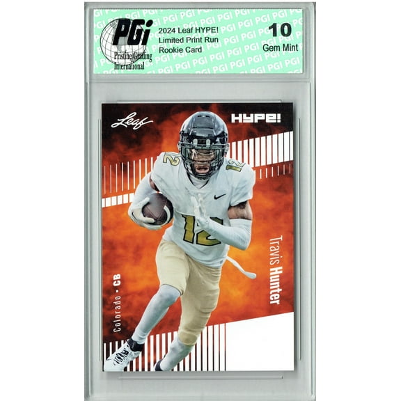Travis Hunter Rookie Card Jacksonville PGI 10 Gem Mint Football Trading Card 2024 Leaf Hype #157 Only 5000 Made