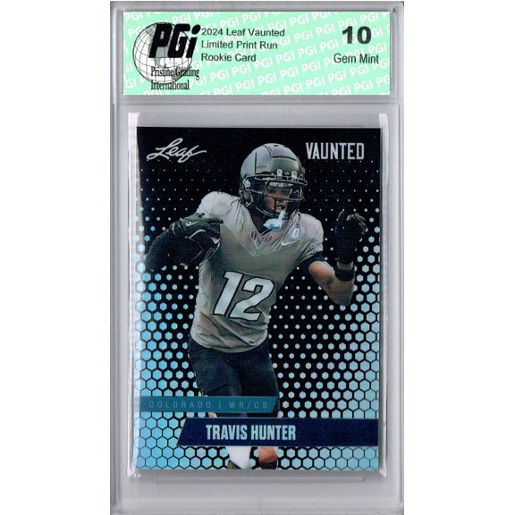 Travis Hunter 2024 Leaf Vaunted Metal #VM-18 Black 7 Made Rookie Card PGI 10