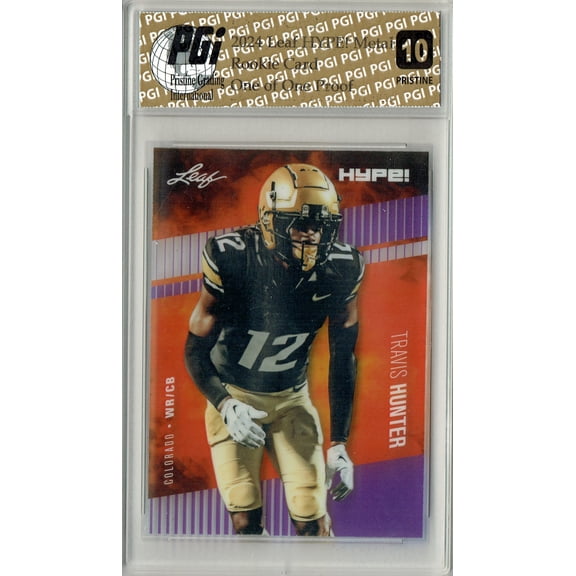Travis Hunter Rookie Card Jacksonville PGI 10 Gem Mint Football Trading Card 2024 Leaf Metal HYPE! #HM-18 Purple 1/1 Proof