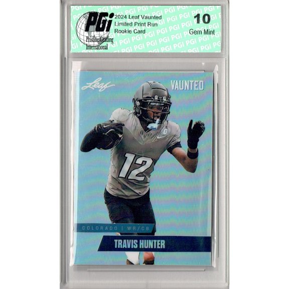 Travis Hunter Rookie Card Jacksonville PGI 10 Gem Mint Football Trading Card 2024 Leaf Vaunted Metal #VM-18 Silver 25 Made