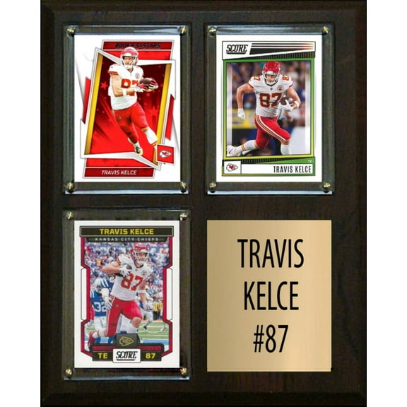 Travis Kelce 3 Card Plaque Donruss Fleer Topps 2023 2024 Chiefs