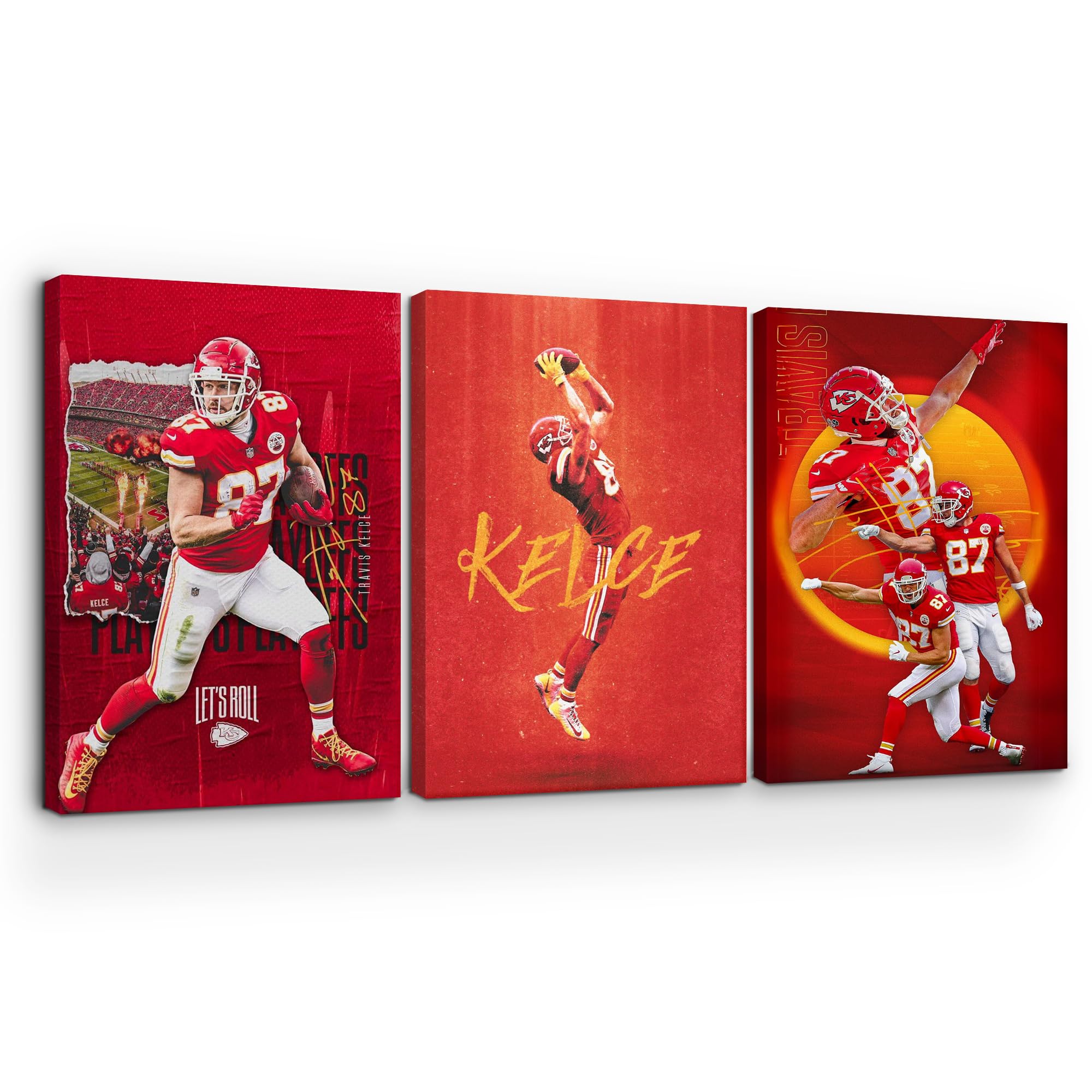 Travis Kelce Canvas Wall Art by DreamController Set of 3 - 16x24 inches ...
