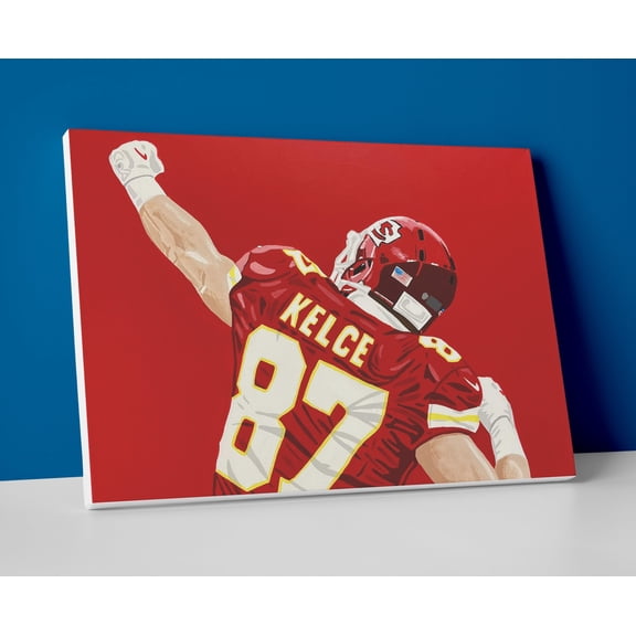 Travis Kelce Football Poster or Wrapped Canvas