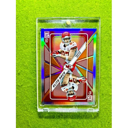 Travis Kelce ORANGE PRIZM Elite Deck #/25 SP Card Jersey #87 Chiefs 2023 Donruss