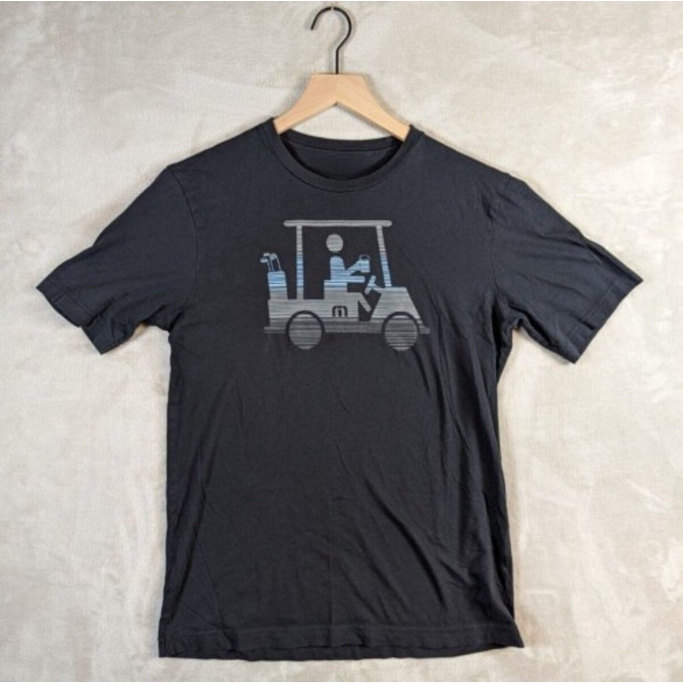 Travis Mathew T Shirt Mens S Black Golf Cart Graphic Print Short Sleeve