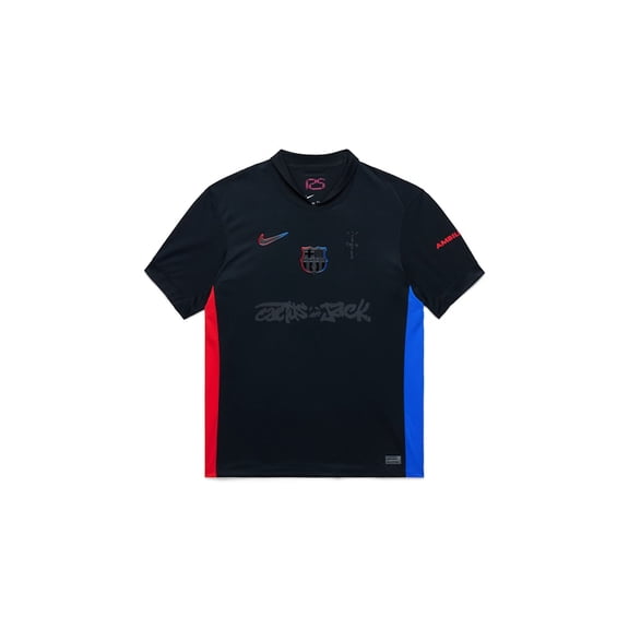 Travis Scott Men's x FC Barcelona 2024/25 Match Away Cactus Jack Jersey Black, from StockX