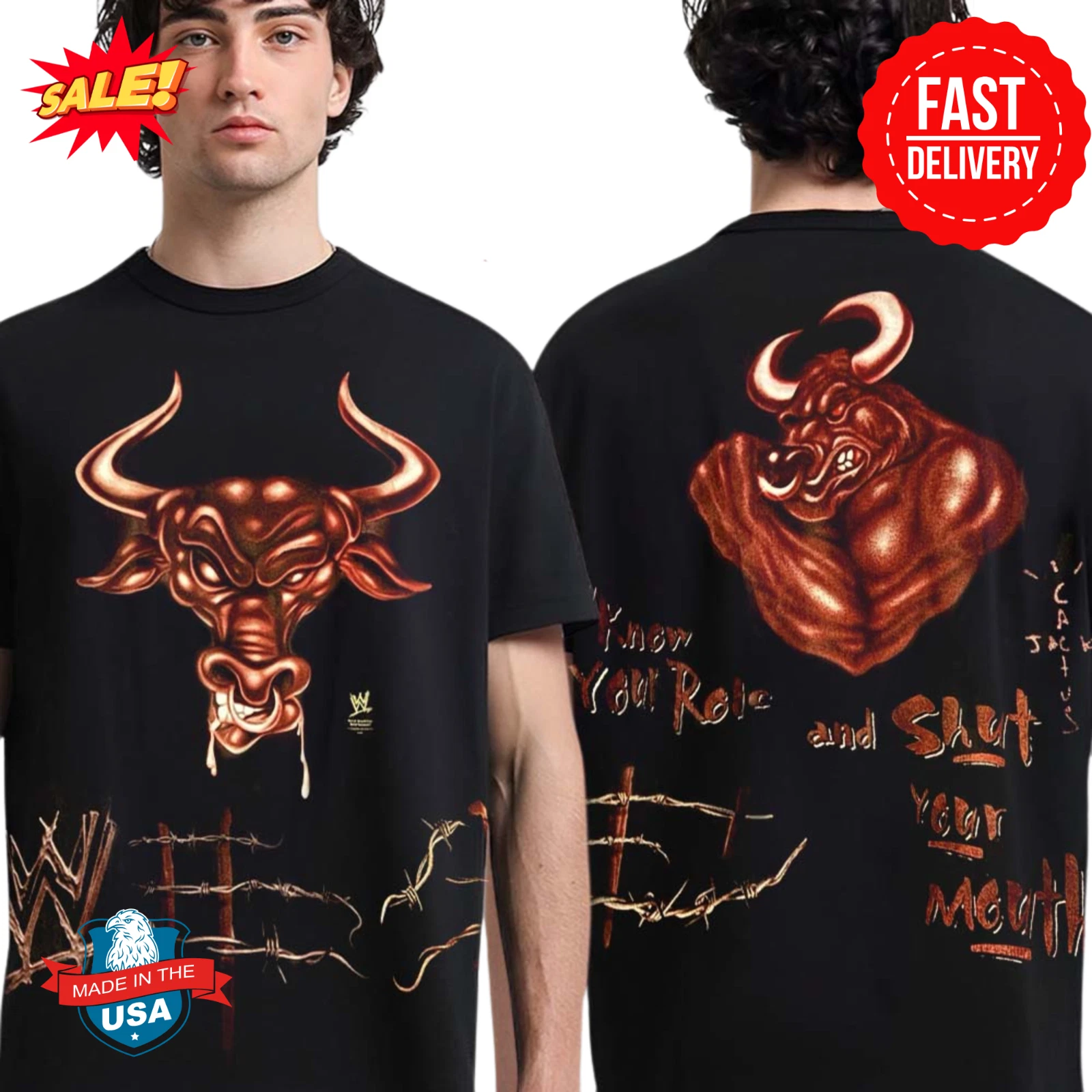 Cactus Jack × WWE T-Shirt WWE Cactus Jack Pose T-Shirt - Black - Mens