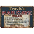 thumbnail image 1 of Travis's Man Cave Rules Chic Rustic Green Sign Home 16 x 24 Matte Finish Metal 116240049435, 1 of 1