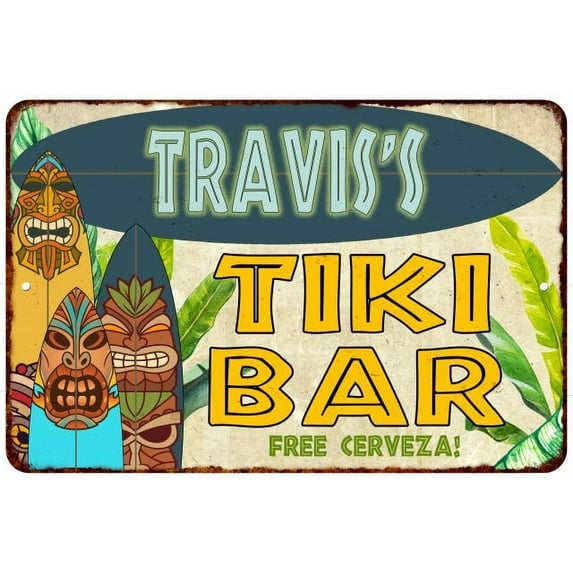 Travis's TIKI BAR Island Sign Metal Wall Decor 16 x 24 Matte Finish Metal 116240058475