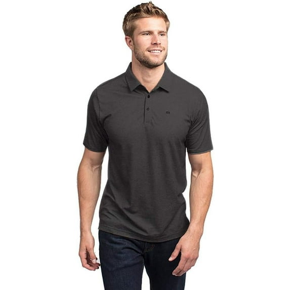 TravisMathew Men's Classy Polo Small Heather Black