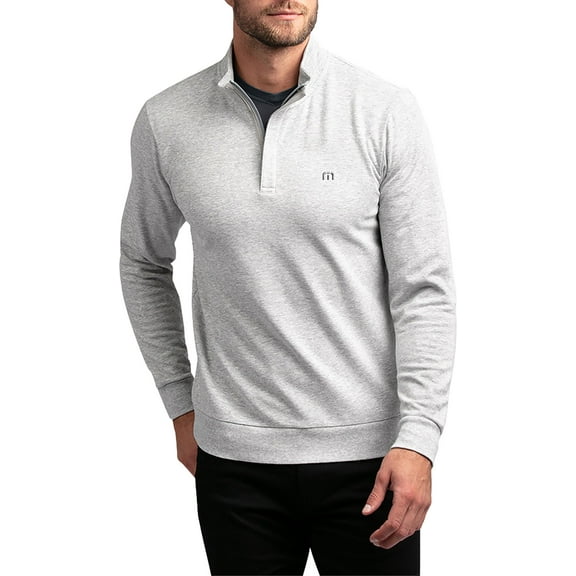 TravisMathew Men's Cloud 2.0 1/4 Zip Golf Pullover (Heather Light Grey, XXL)