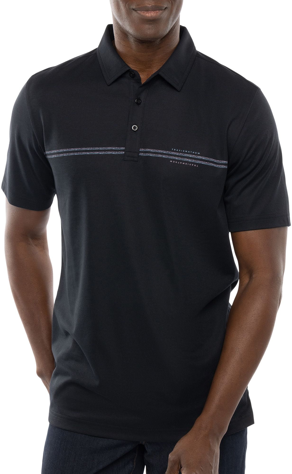 TravisMathew Men's Island History Golf Polo (Black, L) - Walmart.com