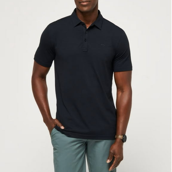 TravisMathew mens  The Heater Polo Shirt, l, Black