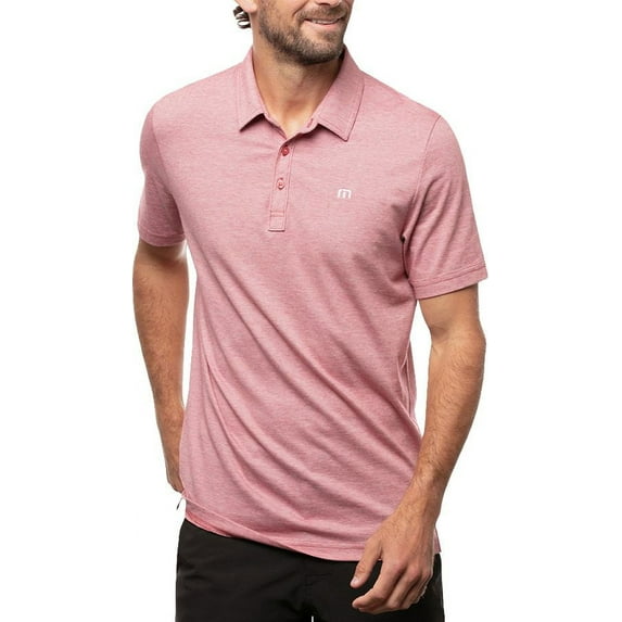 TravisMathew Men's The Zinna Golf Polo (Heather Cardinal, S)