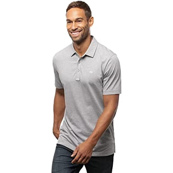 TravisMathew Men's The Zinna Golf Polo (Heather Grey, S)