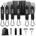 thumbnail image 1 of Travlog Adjustable Resistance Bands with Handles, Gray 6-Piece, 1 of 5