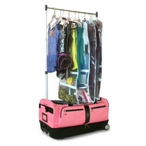 Travolution® – Newly Designed Garment Rack 28 inch Duffel with Wheels, Collapsible Lightweight Drop-Bottom Travel Luggage, Dance Costume Dream Duffel, Pink/Black