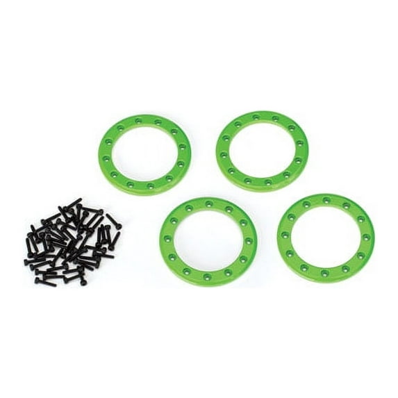 Beadlock rings, green (1.9') (aluminum) (4)/ 2x10 CS (48)