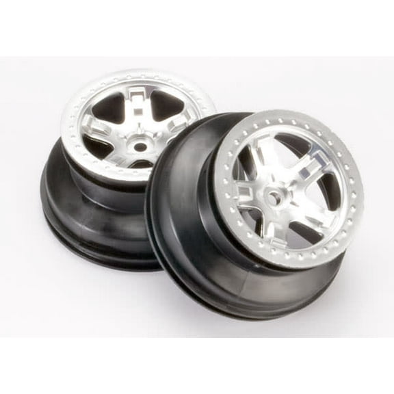 Traxxas 5872 - SCT Beadlock Style Wheels, Satin Chrome, 4WD Front/Rear, 2WD Rear
