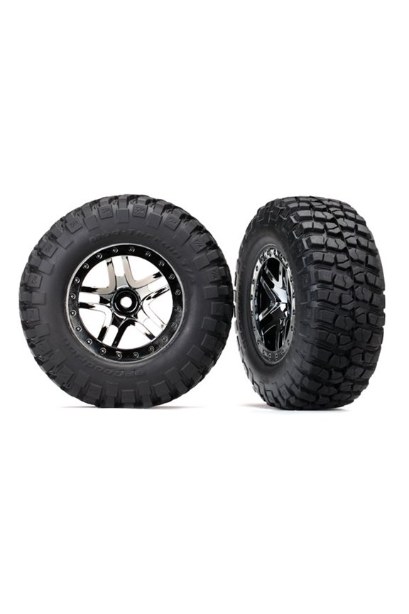 6873T - BFGoodrich Mud T/A Tires, SCT Split-Spoke Black Chrome Wheels