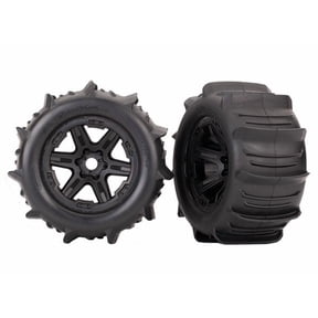 Traxxas 8674 Black 3.8' Wheels, Paddle Tires, Foam Inserts (2) (TSM Rated)
