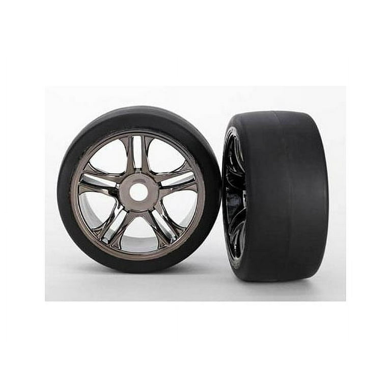 Traxxas Rear Tire & Wheel Set (2) (Black Chrome) (S1) Traxxas Rear Tire & Wheel Set (2) (Black Chrome) (S1)