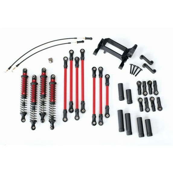 Traxxas 8140R Red Complete Long Arm Lift Kit with Shocks: 1/10 TRX-4