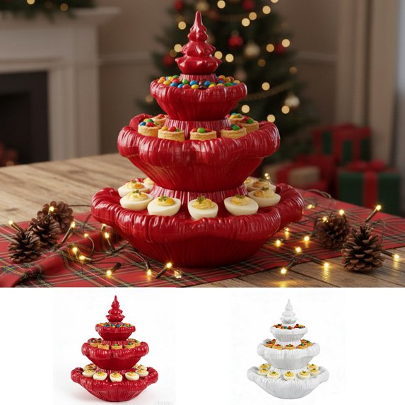 1Pc White Christmas Tree Serving Tray Deviled Egg Platter Reusable Holiday Snack Plate for Party Dessert Appetizer Serving,by JASKFLY
