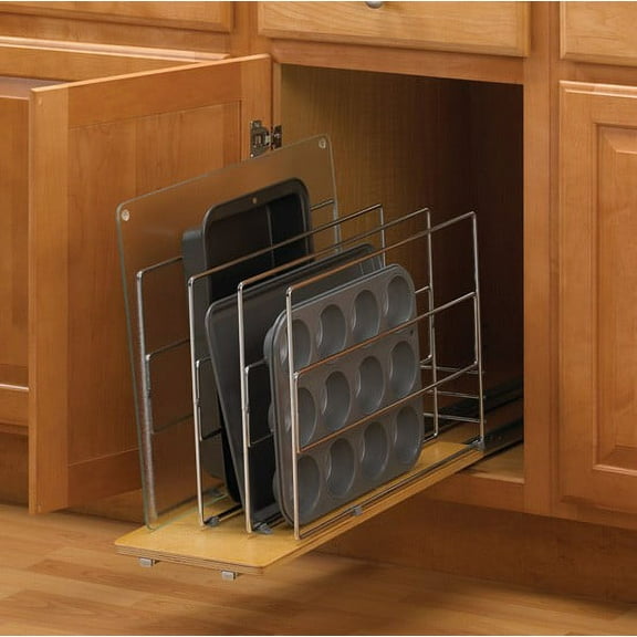 Tray Divider Roll Out Frosted Nickel/Birch, 14" Height, 8-11/16" Width, 22-1/4" Depth