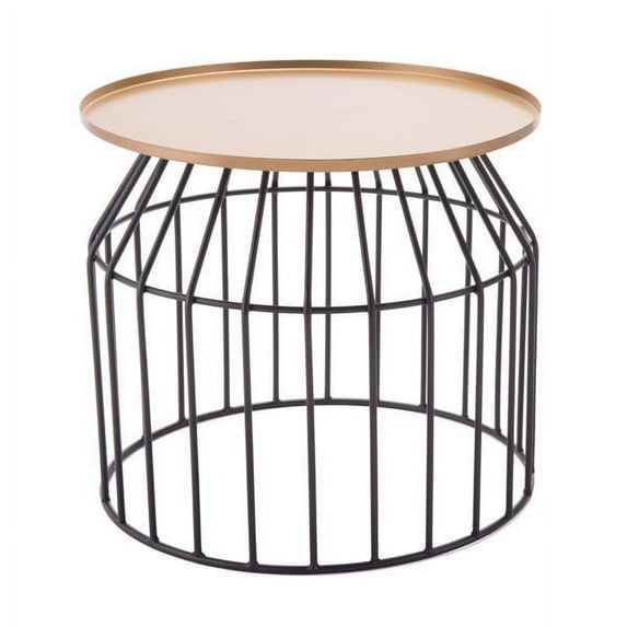 Tray End Table Gold & Black
