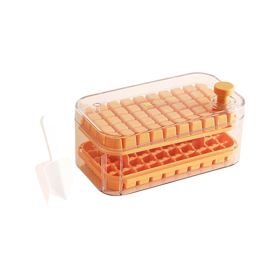 Tray, Food Grade Silicone Dual Layer Press Type Ice Maker, 1 Pack 64 Cube Reusable Ice Bin, For Home Kitchen Refrigerator Whiskey Cocktail Beverage Cooling Use