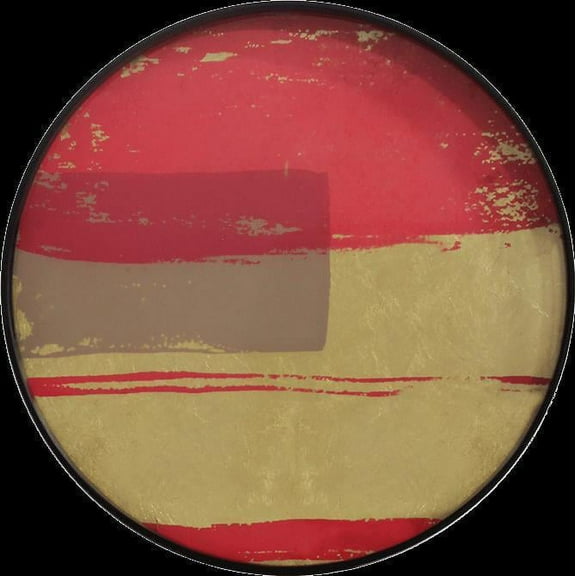 Tray NOTRE MONDE Bright Abstract Round Small Wooden Rim Canvas Polished Nic NM-6