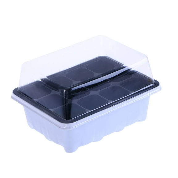 Raindrops Tray Sprout Plate 12 Cavity Nursery Pots Tray Lids Box for Gardening Bonsai 18x14x6CM (White)