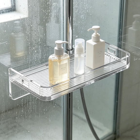 Tray Storage Rack No Drill Wall Shelf for Bathroom Kitchen Mount Space Saving Floating Organizer for Spices Toiletries Plants
