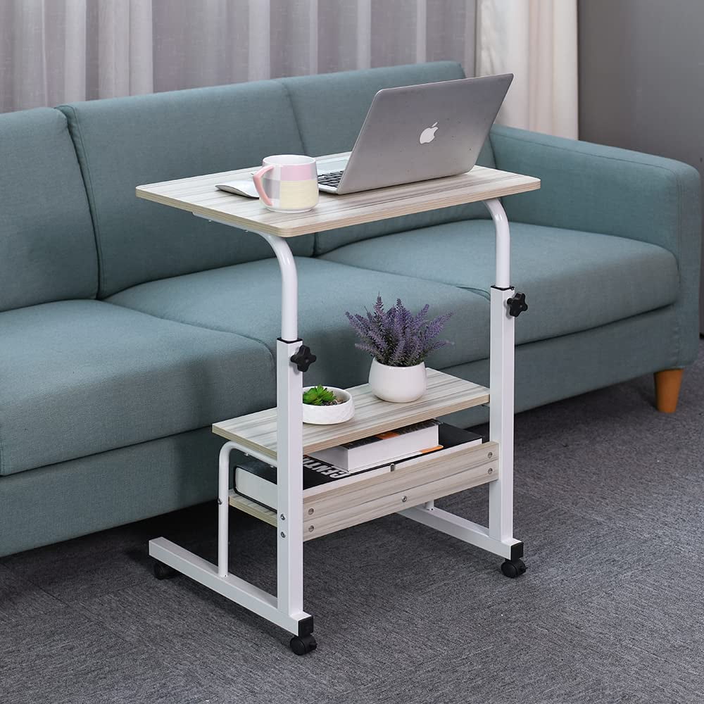 Tray table adjustable sofa bed side table portable desk with wheels