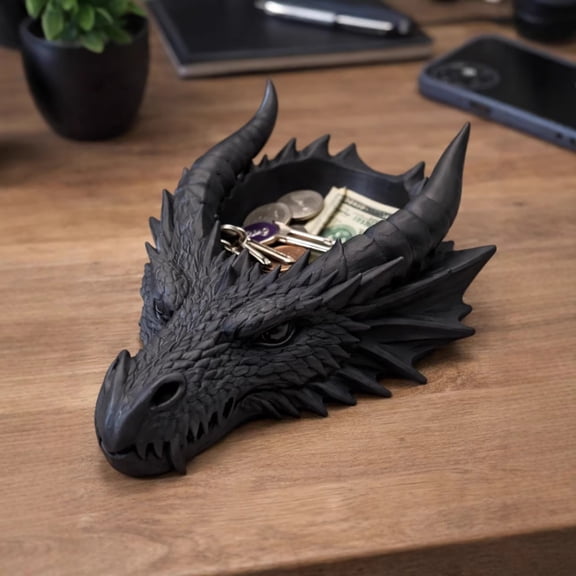 Tray Table,Dragon Head Jewelry Organizer, Desktop Key Storage Tray,for Collectors Entryway Home Office Room Bedroom Study Dressing Table Nightstand Bookshelf