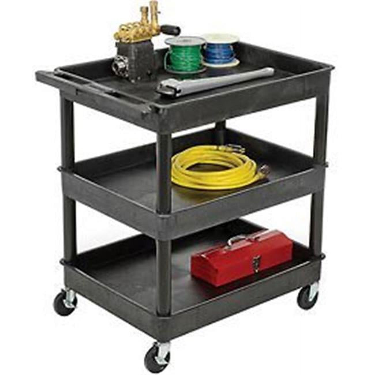 Tray Top Shelf 3 Shelf Plastic Utility Cart, 32 x 24 in. 4 in