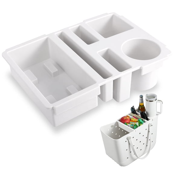 Top Cup Holder Tray for Bogg Bag Large, Waterproof ABS Drink Holder Fit for Stanley Cup - Organizer & Topper Tray Accessories for Bogg Bag(White)