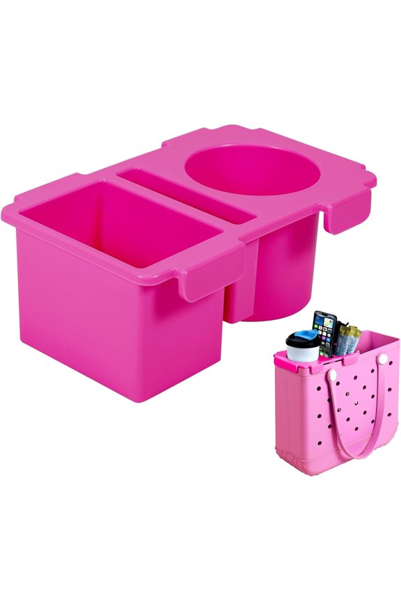 Tray Topper with Cup Holder for Medium Tote - Phone Holder & Drink Holder Fits for 40oz - Beach Bag Top Organizer Storage Lid ()