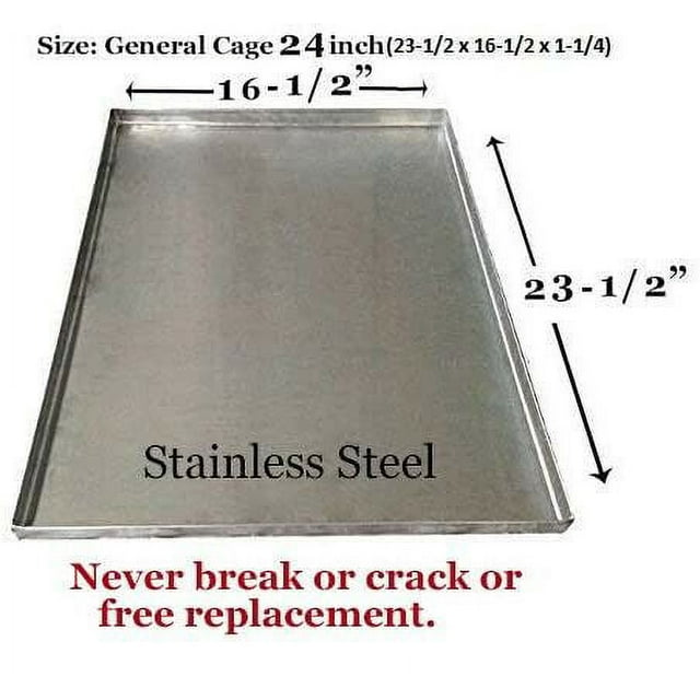 Tray for Dog Pet Crate Panel Tray Pet Kennel Tray Crate Pan Replacement - General Cage 24-inch Dog Crates - SS - 23 1/2" x 16 1/2" x 1 1/4" H
