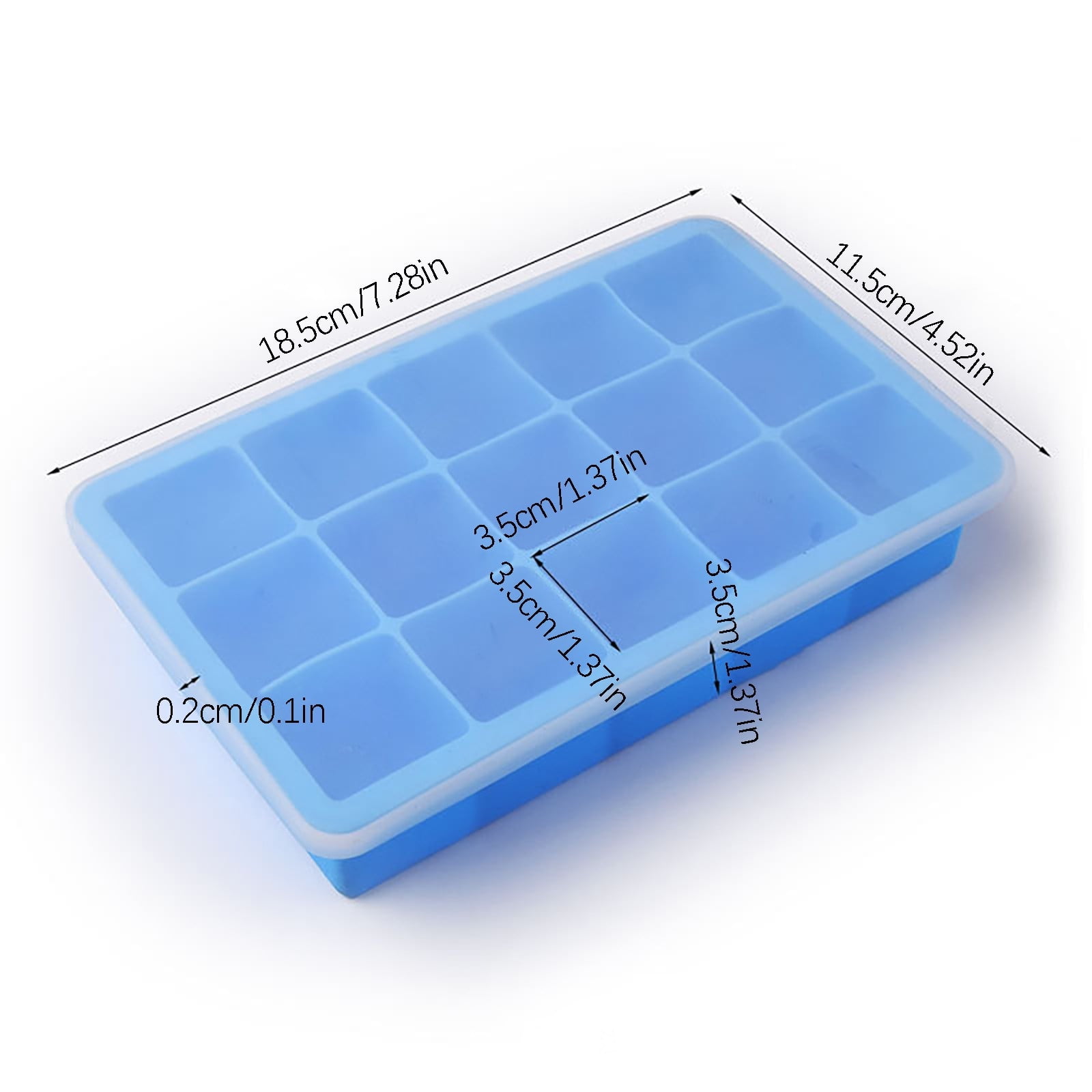 Tray with Lid 15-Cube Silicone Ice Maker for Freezer Flexible Easy ...