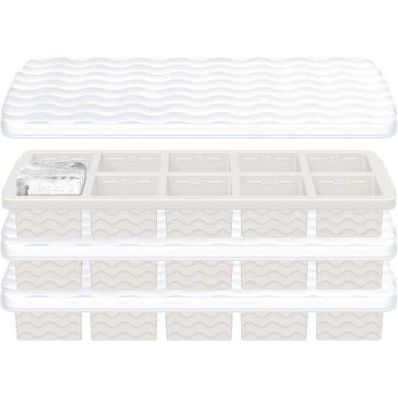 Tray with Lid - 3 Pack 2 Tbsp Ice Trays for Freezer, Stackable, , Easy Release Large Molds for , , Iced Coffee, & Juice (10-cube,starlight)